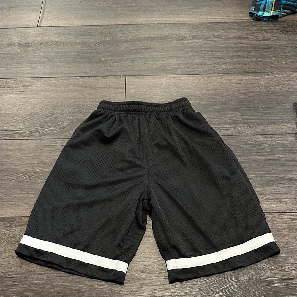 Black and White Athletic Shorts with Stripe Detail